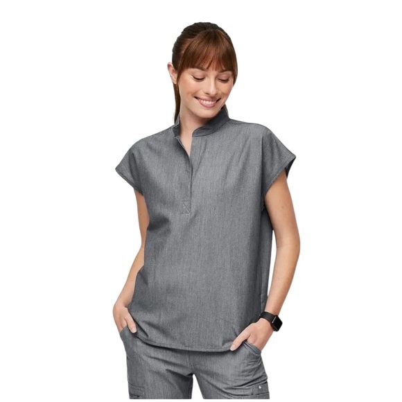 FIGS Rafaela Oversized Scrub Top in Gray - Picture 1 of 7